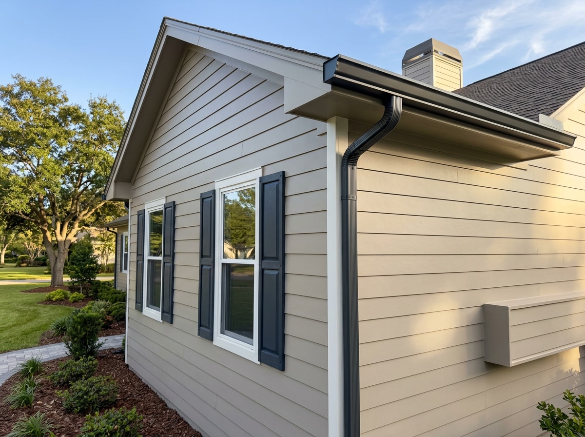 Two-story home exterior with freshly painted siding, trim, and shutters in Central Ohio